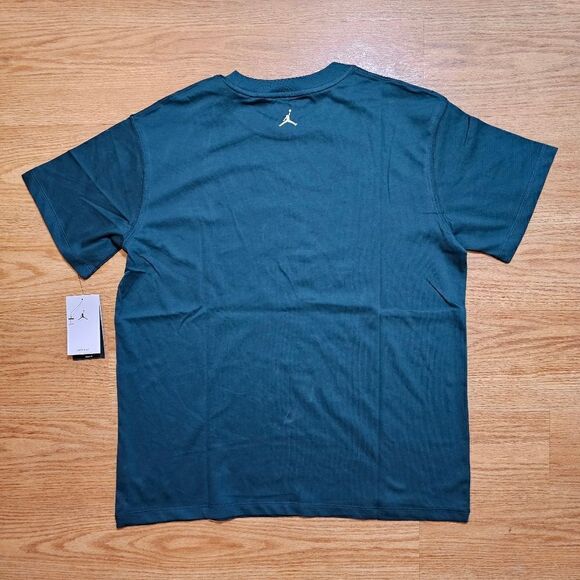 Air Jordan Sport Tee T-Shirt MJ Poster Logo Midnight Spruce Medium M Blue White - Picture 3 of 9